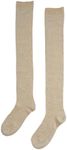 State Cashmere Unisex 100% Pure Cashmere Knee High Ribbed Cuff Socks (Undyed Natural, S/M)