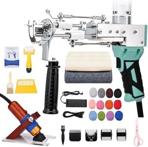 zowwfast Rug Tufting Gun Starter Kit with Carpet Trimmer, 2 in 1 Cut Pile Loop Pile Rug Tufting Kit, Non-Slip Grip Carpet Tufting Gun Kit with Digital Screen Controls Speed, Rug Maker Machine& Cloth