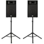 Acoustic Audio BR12 Passive 12" Speaker Pair and Stands DJ PA Karaoke Speakers