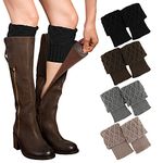 PHOGARY 4 Pairs Winter Warm Boot Cuffs for Women, Crochet Knitted Boot Socks for Gilrs Short Leg Warmers Boot Topper Socks Leg Cuffs Boot Warmers Gift for Girls (Style B)