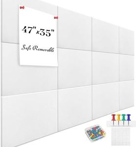 Large Office Cork Board Alternative - 47"x35"12 Pack Felt Wall Tiles Self-Adhesive Safe Removable No Damage for Wall Pin Board Tack Board Felt Cork Board for Walls or Office 48 x 36 White