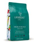 Lifeboost Coffee Medium Roast Ground Coffee - Low Acid Single Origin USDA Organic Coffee - Non-GMO Ground Coffee Beans Dark Roast Third Party Tested For Mycotoxins & Pesticides - 12 Ounces