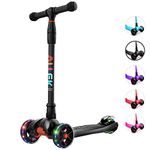 Brand: Allek Allek Kick Scooter B02, Lean 'N Glide Scooter with Extra Wide PU Light-Up Wheels and 4 Adjustable Heights for Children from 3-14yrs (Black)