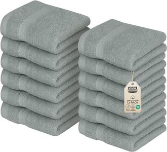 Utopia Towels 12 Pack Premium Wash Cloths Set, 12 by 12 Inches, 100% Cotton Ring Spun, Highly Absorbent and Soft Feel Essential Washcloths for Bathroom, Spa, Gym, and Face, Cool Grey