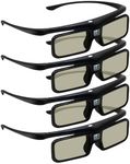 ABSGEEGA DLP Link 3D Glasses, 4PCS Rechargeable Active Shutter Eyewear compatiable, 144Hz Rechargeable 3D Active Shutter Glasses (Black)