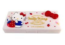 Sanrio Hello Kitty Container Cosmetic Care Case Makeup Travel Accessory Cases 4.1in x 1.9in x 0.8in (Happiness), Pink or Red, Pouch