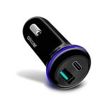 Olixar USB C Car Charger - 36W 2 Port Fast Charger - 18W Power Delivery & Quick Charger 3.0 - With LED Indicator - Black