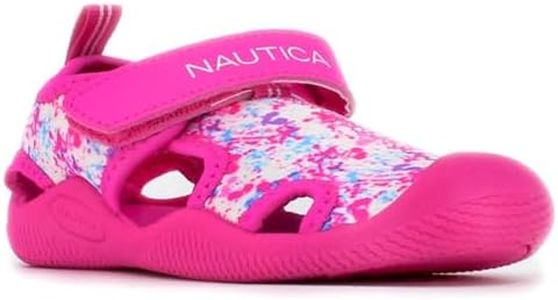 Nautica Kids Protective Water Shoe,Closed-Toe Sport Sandal For Boys and Girls-Kettle Gulf-Bright Pink Paint Splash Size-11