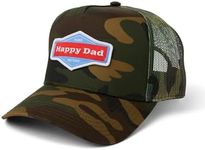 Happy Dad Trucker Hat, Trendy Mens Hats with Breathable Mesh Back, Snap Closure, Birthday Gifts, Full Send Logo Snapback Cap Camo