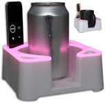 MugBrick Glowing Portable Silicone Cup Holder for Bed, Couch, Nightstand. Dishwasher Safe, Non-Spill Drink Holder for Bedside Table, Ottoman. White + Pink Glow