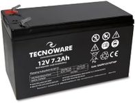 Tecnoware Power Systems - 12V Charge 7.2 Ah Lead-Acid Sealed Battery, for UPS, Video Surveillance and Alarm Systems, 2.5 Inch Faston Connection, Long Lasting, No Maintenance, Bianco, Size 7.2 Ah