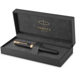 Parker Sonnet Rollerball Pen, Matte Black Lacquer with Gold Trim, Fine Point Black Ink, Gift Box