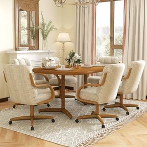 Chromcraft 7-Piece Table Set for 6, Expandable Table with 6 Chairs Table and Chairs Set for Kitchen Room (Coddle Galaxy)