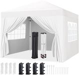 Yaheetech 10x10 Pop Up Canopy with 4 Removable Sidewalls, Portable Enclosed Instant Tent, Waterproof Outdoor Tent, Beach Sun Shelter with 4 Sandbags, 12 Stakes & 4 Ropes, White