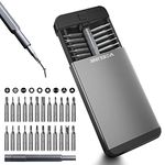 VCELINK Small Screwdriver Set 25 in 1, Mini Tool Kit with 24 S2 Magnetic Bits for Laptop, Camera, Watch, Glasses and Precision Instrument Repair, GJ752, Grey, Matte