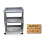 Morbrix 3 Layer Multipurpose Storage Organizer Shelves, Plastic Kitchen Trolley Rack, Rolling Cart Trolley with Wheels for Kitchen, Home, Office (Silver)