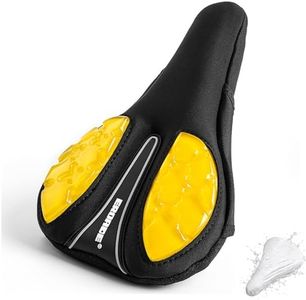 Bike Seat Cusion,Comfort Memory Foam+Gel Shock Aborption Bike Seat Cover for Mountain & Road Bikes & Stationary Bikes Man and Women (Wide-Yellow)