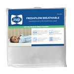 Sealy FreshFlow Breathable Waterproof Toddler and Baby Crib Mattress Pad Protector, Noiseless, Machine Washable and Dryer Friendly, 52" x 28" - White