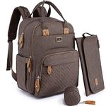 Diaper Bag Backpack with Portable Changing Pad, Pacifier Case and Stroller Straps, Dikaslon Large Unisex Baby Bags for Boys Girls, Multipurpose Travel Back Pack for Moms Dads,Brown