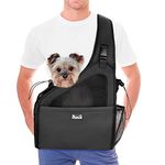 Nasjac Pet Dog Sling Carrier, Hands Free Papoose Front Carrier Small Dog Puppy Walking Breathable Mesh Hard Bottom Support Adjustable Padded Strap Pocket Safety Belt Travel Bag Washable