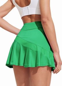 Ekouaer Tennis Skirts for Women Pleated Athletic Golf Skorts Skirt with Shorts Pockets Lightweight Running Workout Skirt Green