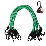 XSTRAP STANDARD Heavy Duty Bungee Cords 10PK 32-Inch Bungee Cords with Finger-Hole Hooks, Ideal for Outdoor, Tarp Covers, Tents, Luggage Rack (Green)