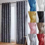 John Aird Crushed Velvet Fully Lined Eyelet Curtains (Dark Grey, 46" Wide x 54" Drop)