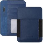 HiWe Passport Holder with Rechargeable Find My Tracker Built in - Minimalist Leather Passport Wallet Card Holder for Men and Women, RFID-Blocking, 4 Card Slots, 1 Side Pocket, ID Window, Blue