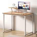 SogesPower Computer Desk 39.3 inches Small Office Desk for Home Office,Gaming Desk,Writing Table Laptop PC Table, Oak,WK-JK100-OKB