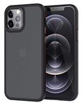 EGOTUDE Premium Hybrid Slim fit Rubberized Matte Semi Transparent Back Cover Case with Metallic Buttons for iPhone 12 & iPhone 12 Pro (Black)