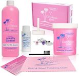 Caribbean Gem Jewelry Cleaner 16oz & 8oz, Basket, Brush, Polishing Cream & Polishing Cloth - Jewelry Cleaning Kit for All Gold, Silver, Diamonds, Rings, Necklaces, Gems, Precious Stones & Metals