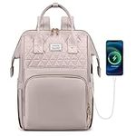 VSNOON Laptop Backpack for Women,15.6 Inch Stylish Laptop Rucksack Wide Open, Travel Backpack with USB Charging Port, Water Resistant Travel Business Work Bag Computer Backpack for Men, Pink