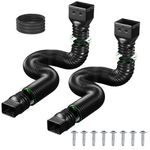 2-Pack Rain Gutter Downspout Extension: Drain Downspout Extender Flexible Extendable to 58"+68" Extension Pipes | Durable Rainwater Drainage Down Spout with Connector & 8PCS Screws (Black)