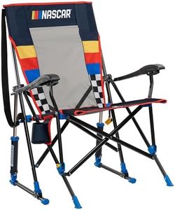 GCI Outdoor NASCAR Roadtrip Rocker Camping & Sideline Sports Chair | Portable Folding Rocking Chair with Durable Armrests & Drink Holder, Black
