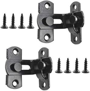 90 Degree Gate Latches Flip Latch,ULIFESTAR 2 Pack Stainless Steel Barn Door Lock,Fence Lock Safety Door Bolt Latch Lock for Window Door Cabinet Pet Gate Home Security Black Small