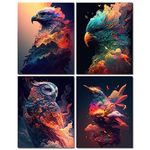 Wall Art Prints Unframed 8"x10" - Set of 4 Cool Posters for Room Decor Aesthetic | Funky Wall Art for Living Room and Bathroom WALL DECOR for Bedroom, Dorm Room, Modern Kitchen Wall Art (Cloud Birds)