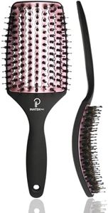 INATEKPRO Hair Brush - Large Paddle Detangler Brush with Ceramic Plate for Faster Blow Drying - Professional Curved & Vented Boar Bristle Hair Brush for Wet, Dry, Curly, Thick, and Straight Hair