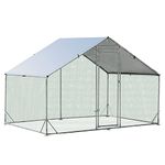 COSTWAY Large Chicken Run Coop, Galvanized Metal Walk-in Hen House with Waterproof & Sun-protective Cover, Poultry Shade Cage for Hens Rabbit Dogs Ducks (300 x 200 x 195 cm)