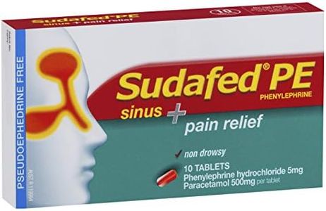 Sudafed PE Sinus + Pain Relief Tablets 10 New Pack |Contains Paracetamol | Ideal for sinus pain relief, sinus headaches and blocked or runny nose