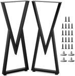 SNYXXOZ 40”H x 16”W Inch Coffee Table Legs Heavy Duty Metal Desk Legs,Chair,Bench Dining Furniture Feets, Bar Height Table Legs,with Adjustable Feet Pads Screws,800 LBS, Black, Set of 2, V-Type