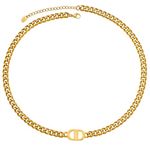 TRIPOD JEWELRY Womens 18K Real Gold Plated Initial Necklace Choker with Double D Letter, 6mm 316L Stainless Steel Diamond-Cut Curb Cuban Link Chain(Custom Box and Pouch Packing for Gift)