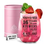 Kies®Gift 2007 16th Birthday Gifts for Girls Personalised Glass Gin Gifts for Women 16th Birthday Decorations Christmas Gifts Girls 16 Year Old Girls Birthday Present Wedding Gifts for Wife Populer