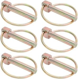 Moicstiy 6Pcs 3/8 Inch Heavy Duty Lynch Pin with Ring, Round Linch Pins Assortment Kit Lock Pin Clips for Farm Tractors, Trucks, Trailers, Mowers (3/8 x 1-3/4 Inch)