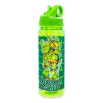 Teenage Mutant Ninja Turtles Water Bottle with Flip-Up Straw | BPA-Free Plastic Sports Jug | Holds 20 Ounces