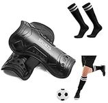 SumDirect Kids Soccer Shin Guards - Large Football Shin Pads for 9+ Years, Youth Child Shin Guards, Child Soccer Shin Pad, Perforated Breathable Soccer Shin Guards Board with Socks (Black)