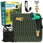 Supply Cube 100FT Expandable Garden Hose - Flexible Garden Hose with 8 Spray Modes - Anti-Leak Retractable Hose Pipe with 3/4 in. Brass Connector - Multi-Purpose Expanding Hose Pipe - Black & Green