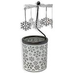 Spinning Snowflakes Candle Holder with Frosted Glass Scandinavian Design