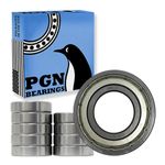 PGN (10 Pack) 6004-ZZ Bearing - Lubricated Chrome Steel Sealed Ball Bearing - 20x42x12mm Bearings with Metal Shield & High RPM Support