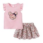 Mud Kingdom Baby Girls Skirt Set Cute Cartoon Floral Summer Pink 12-18 Months