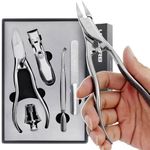 VOGARB Toe Nail Clippers for Seniors Long Handled Toenail Clippers for Men Thick Nails, Large Ergonomic Ultra Sharp Heavy Duty Stainless Steel, 5pcs Set
